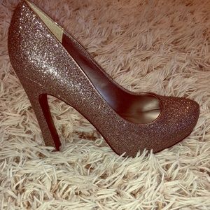 Silver glittery heels